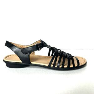 Naturalizer Black Leather Wade Weaved Strap Casual Comfy Sandals SZ 9